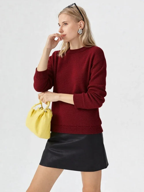 0125 Ladies Jersey 100% Baby Alpaca O Neck Sweater