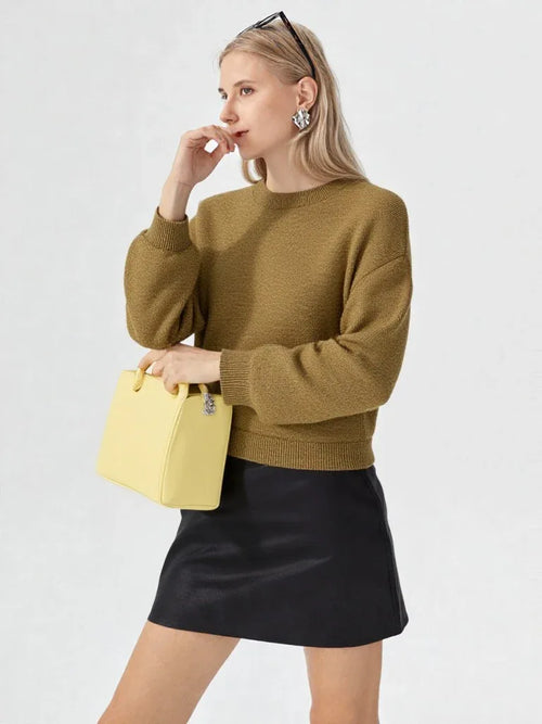 0125 Ladies Jersey 100% Baby Alpaca O Neck Sweater