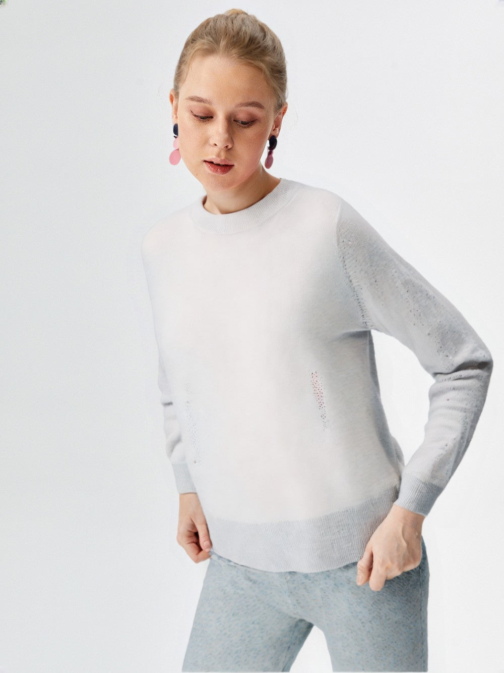 Ladies Classic Jersey Baby Alpaca O Neck Sweater