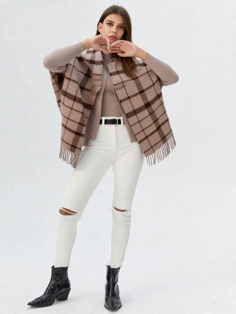 Ladies/Unisex Plaid Baby Alpaca Scarf