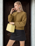 100% Baby Alpaca Classic Jersey Knit O Neck Sweater