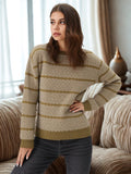 100% Baby Alpaca Web Stripe Jacquard Sweater