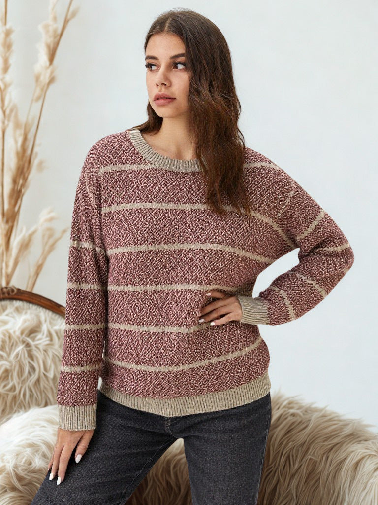 100% Baby Alpaca Web Stripe Jacquard Sweater