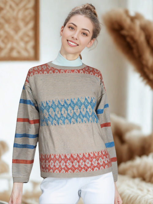 100% Baby Alpaca Cocos Jacquard Sweater