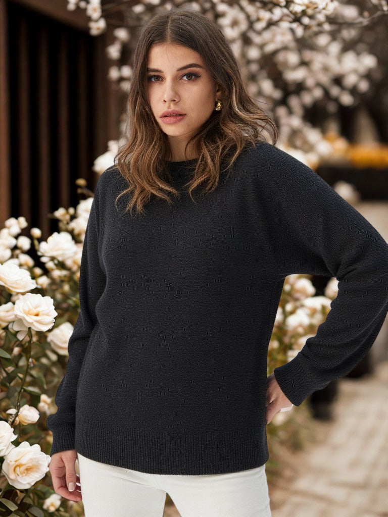Timeless Essential: 100% Baby Alpaca Classic O Neck Jersey Sweater