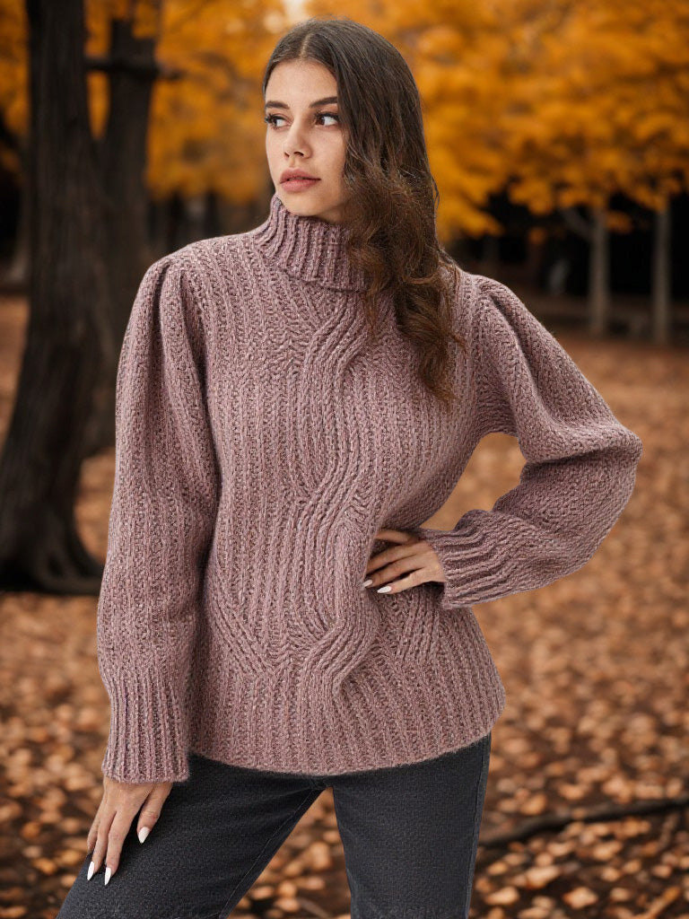 Aran Cable Roll Neck Jumper in 89% Baby Alpaca 11% Nylon