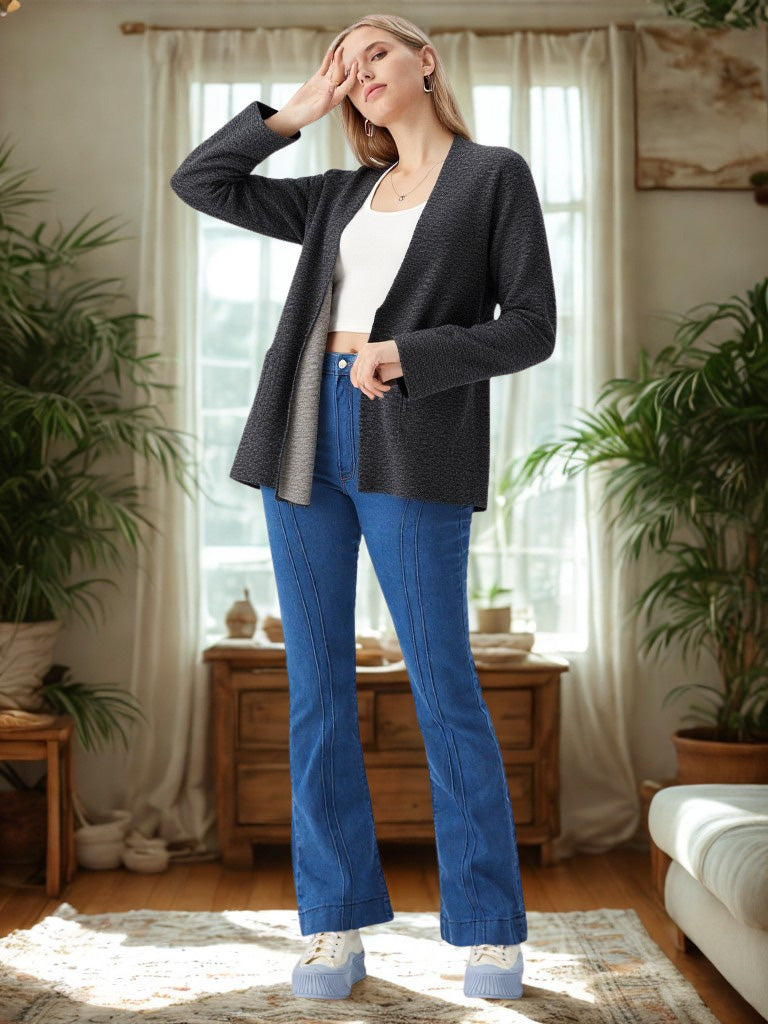 Investment Piece: 100% Baby Alpaca Reversible Two Colour Open Cardigan
