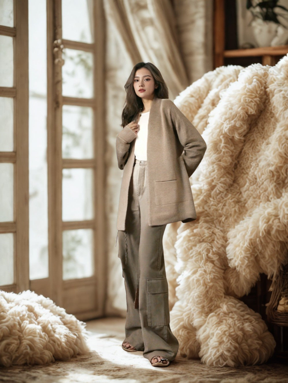 Investment Piece: 100% Baby Alpaca Reversible Two Colour Open Cardigan